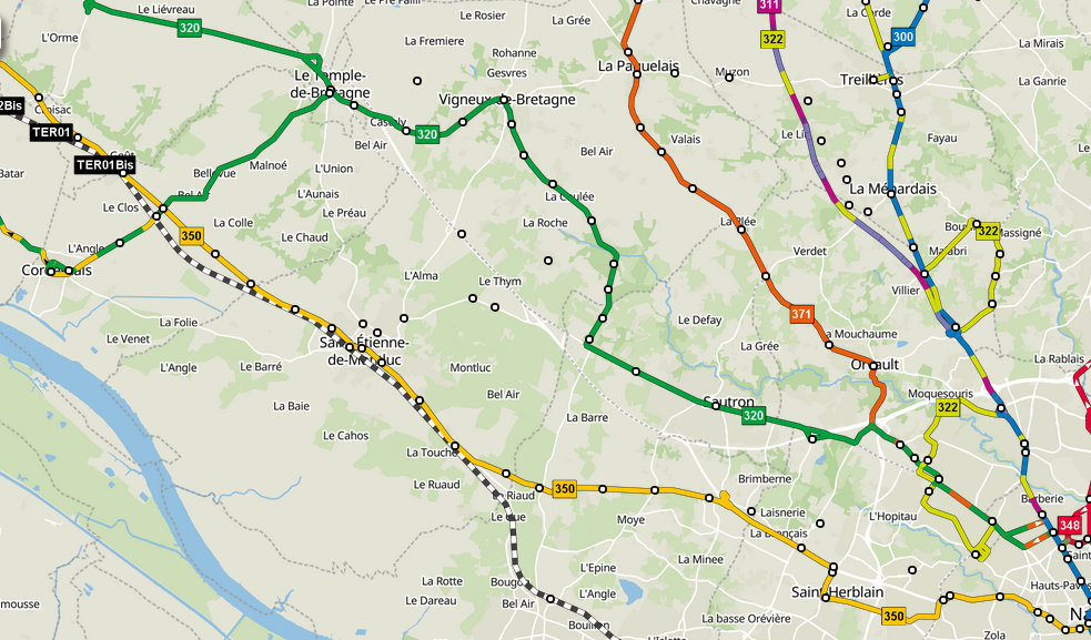 Tracé des lignes de car Aléop